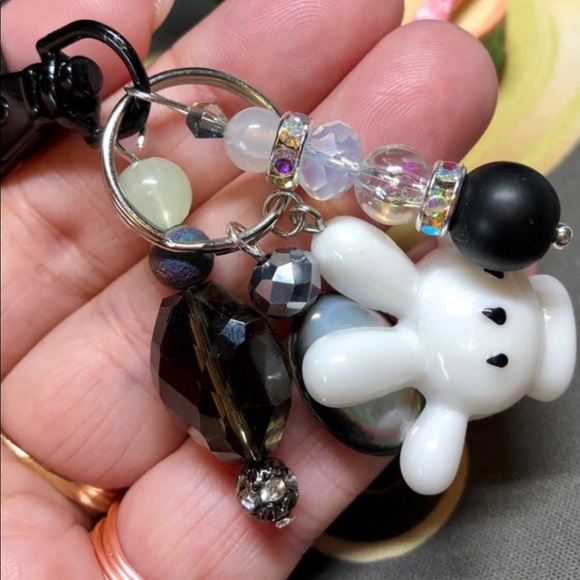 🐭💕 cute white glove purse bling - keychain black and white - Picture 8 of 11